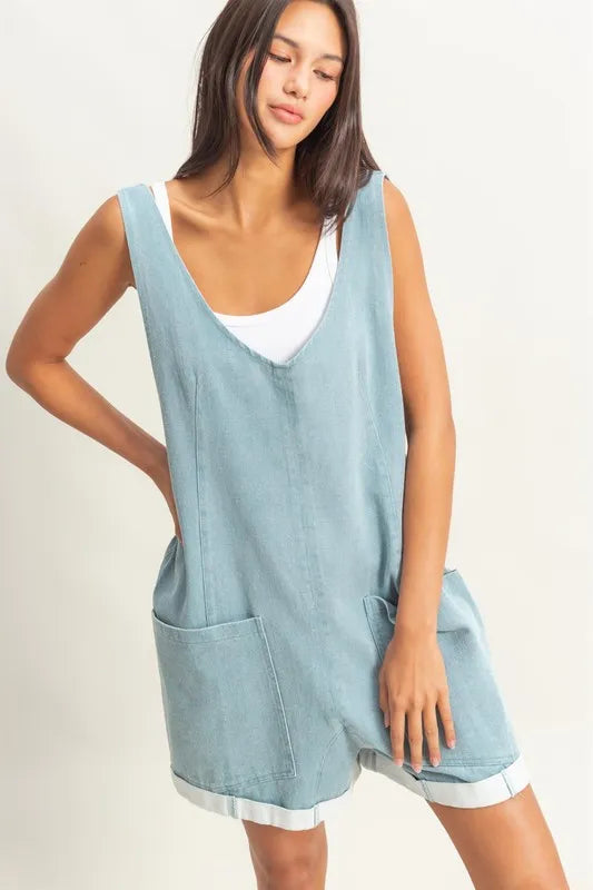 HYFVE V-Neck Pocket Detail Romper-Boohh