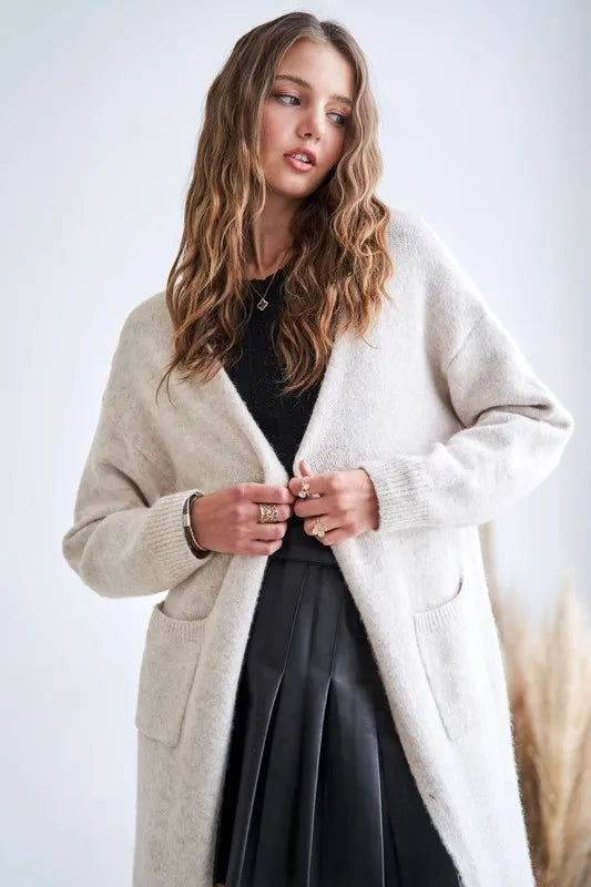 ADORA 2tone Sweater Open Cardigan-Boohh
