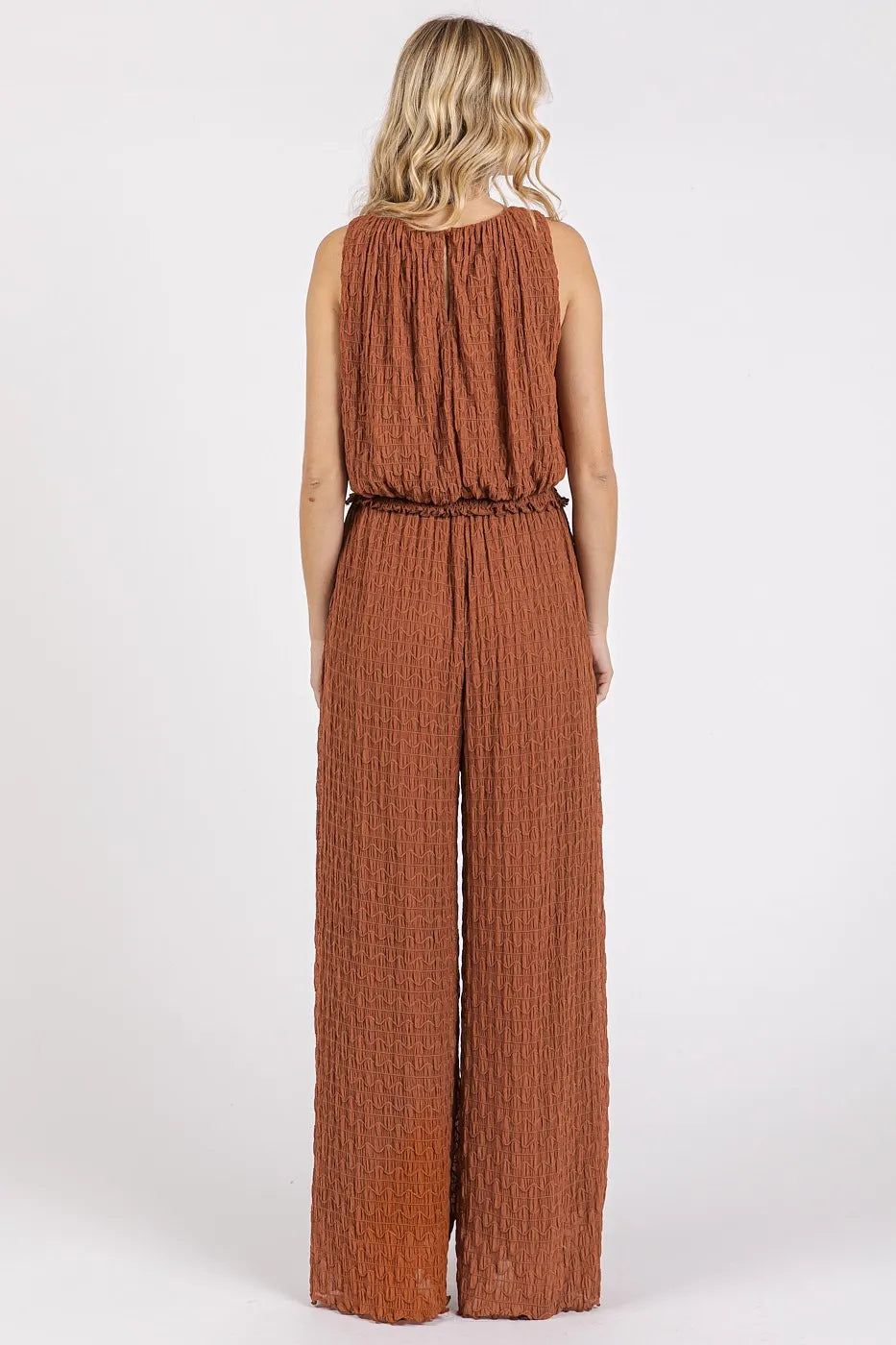 Mittoshop Textured Stretchy Crop Tank and Pants Set-Boohh