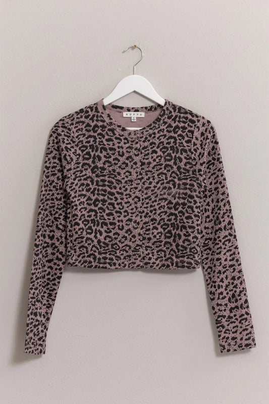HYFVE Animal Print Snap Down Crop Cardigan-Boohh