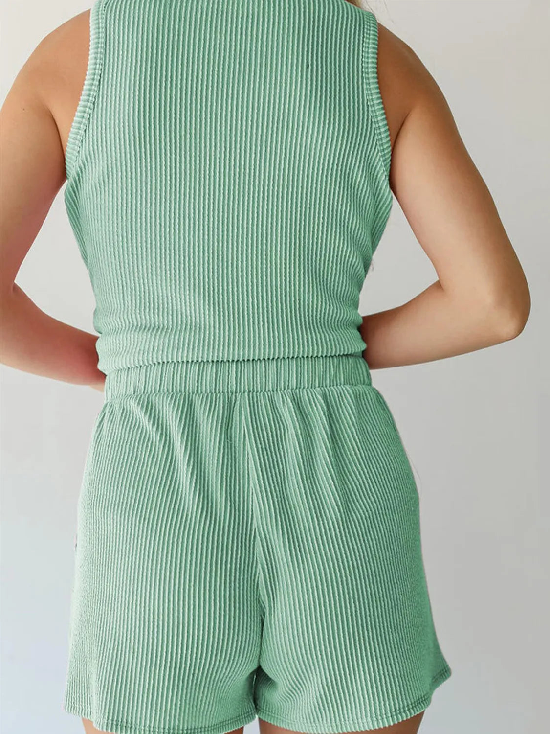 Round Neck Sleeveless Top and Shorts Set-Boohh