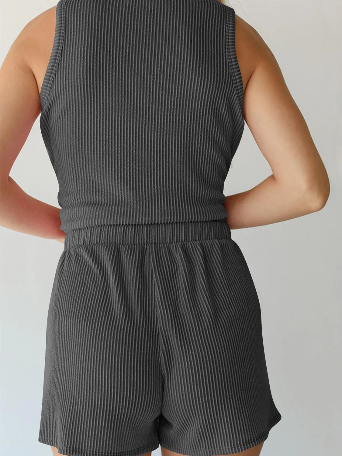 Round Neck Sleeveless Top and Shorts Set-Boohh